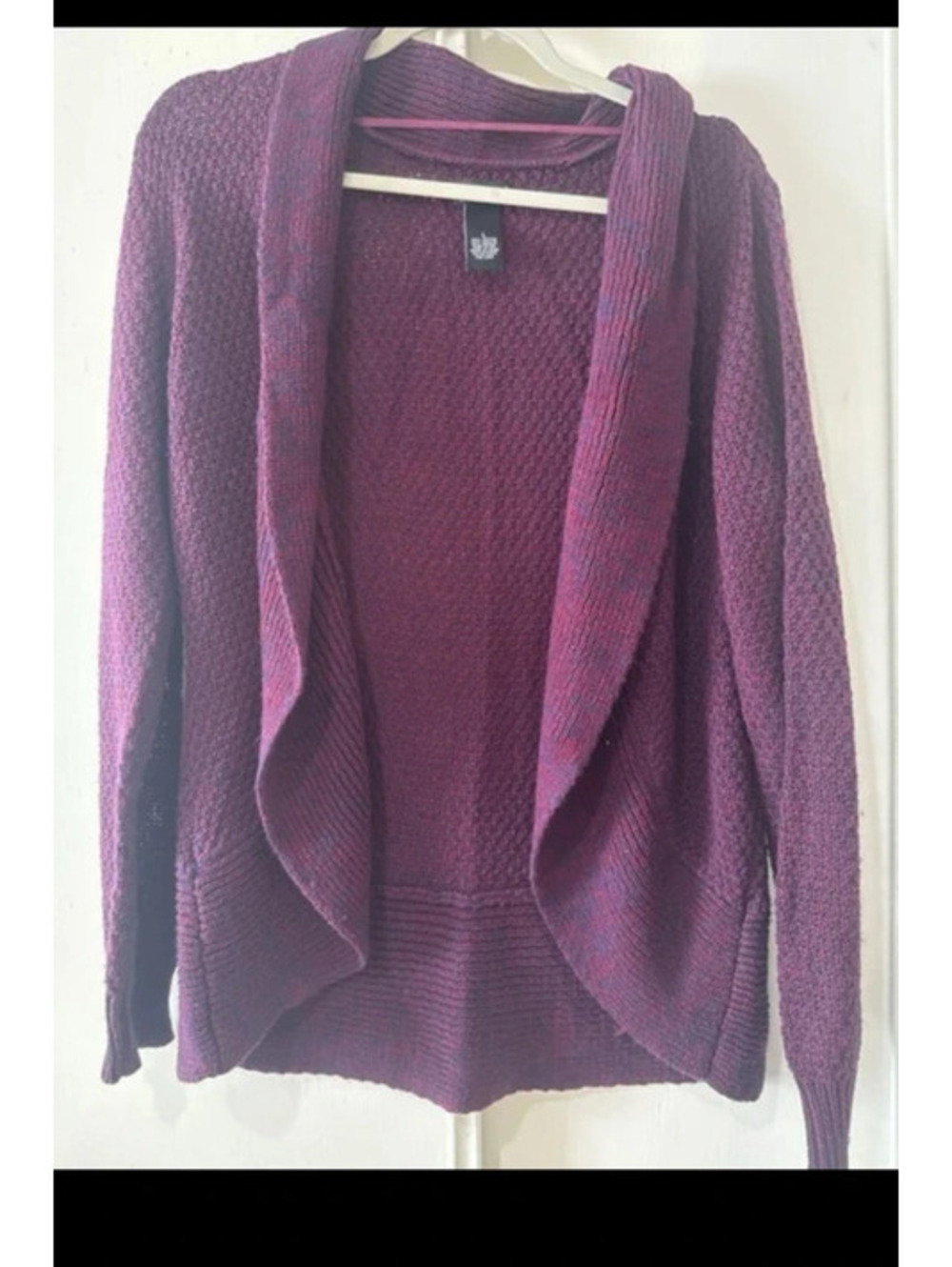 Wet Seal Plum Purple Open-Front Knit Cocoon Cardigan Sweater – Large